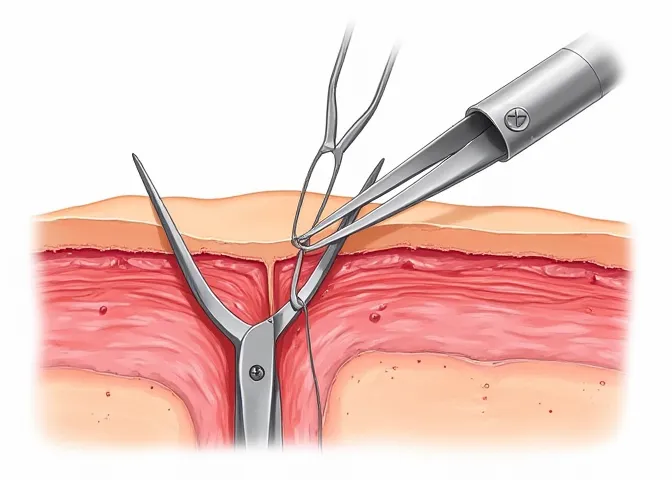 Oberflächliches Nähen und Empfangen