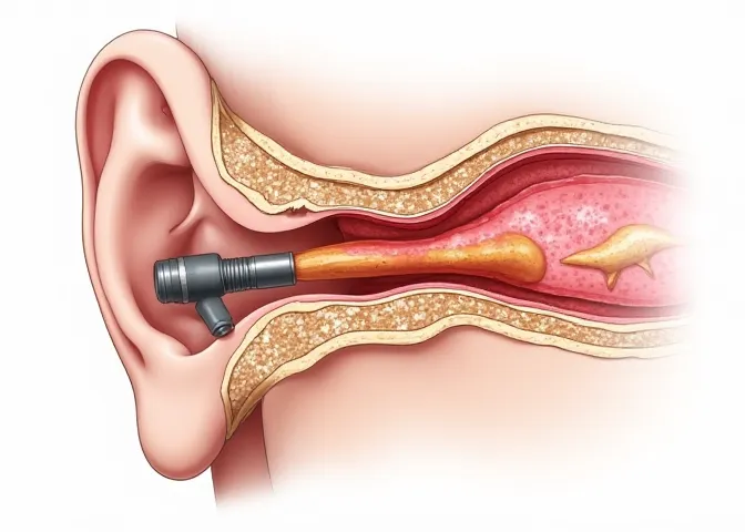 Beurteilung des äußeren Gehörgangs mit Otoskop